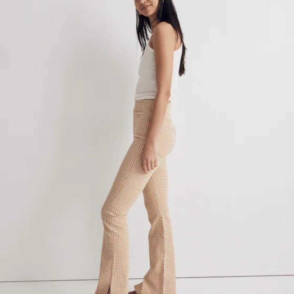 Madewell Pull-On Skinny Flare Jeans in Mini Check - Picture 4 of 5